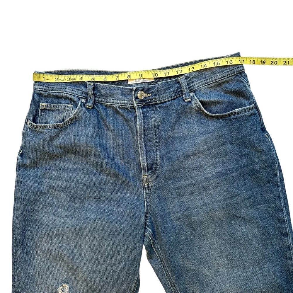 Free People Maggie Ripped Ankle Straight Leg Jeans In Sequoia Blue, Sz 32 - Picture 11 of 16